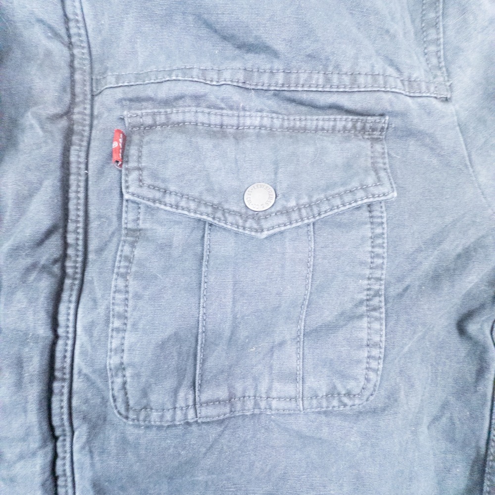 Levi Strauss Mens XL Military Field Jacket Washed Black Cotton Utility Coat - Picture 11 of 15